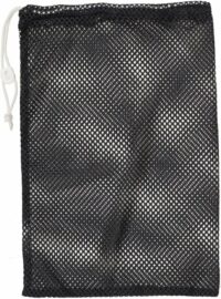 Champion Sports Mesh Sports Equipment Bag, Black, 12x18 Inches - Multipurpose, Nylon Drawstring Bag with Lock and ID Tag for Balls, Beach, Laundry