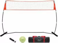 12FT Portable Volleyball Training Net for Hitting or Serving Drills, Outdoor & Indoor Freestanding Volleyball Practice Net with Height Adjustable, Volleyball, and Carry Bag