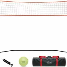 12FT Portable Volleyball Training Net for Hitting or Serving Drills, Outdoor & Indoor Freestanding Volleyball Practice Net with Height Adjustable, Volleyball, and Carry Bag