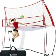 14 * 11FT Volleyball Training Equipment Net for Indoor Outdoor Use Volleyball Practice Net Great for Serving and Dunking Drills with Easy Setup