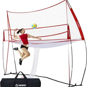 14 * 11FT Volleyball Training Equipment Net for Indoor Outdoor Use Volleyball Practice Net Great for Serving and Dunking Drills with Easy Setup
