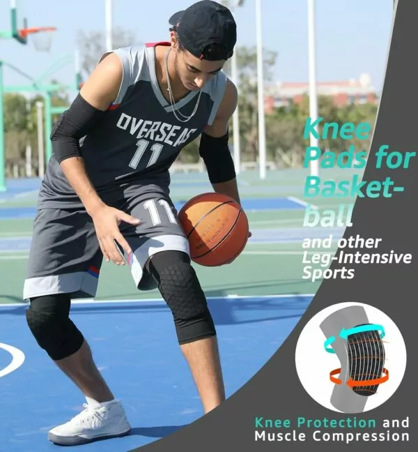 1729797454 71hR qQQGXL. SL1500 Knee Pads for Kids Youth Adult Basketball Baseball Volleyball Football Cycling Running Collision Avoidance Compression Support Brace Sleeve-1Pair (Black, S)