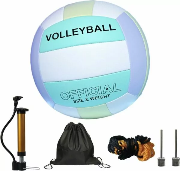 Volleyball Official Size 5, Volleyball Kit, Volleyballs, Soft Volleyball Beach Volleyball Pool Volleyball for Indoor Outdoor Beach, Training Equipment Volleyball Training, Competition, Gym