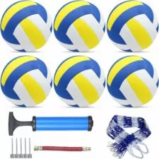 6 Pack Official Size 5 Volleyball Balls Volley Ball of Synthetic Leather,Includes Ball Pump and Net Bag,Competition Volleyball for Indoor Outdoor…