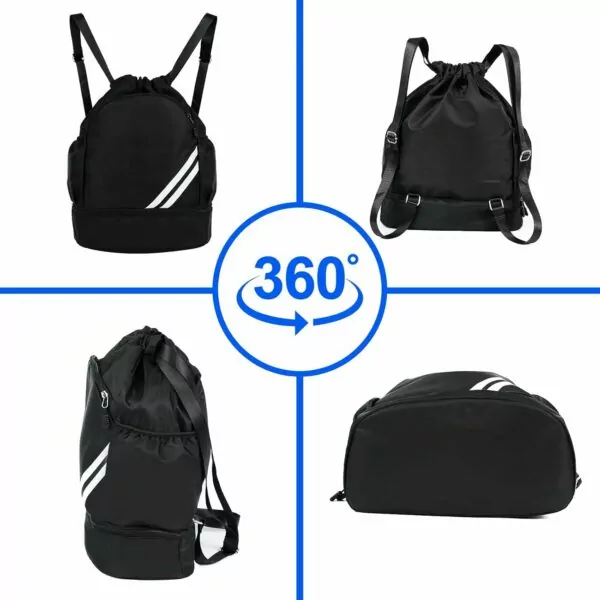 611VvMbuvBL. AC SL1500 Drawstring Backpack Sports Gym Bag with Shoe Compartment Water Resistant Cinch String Bag for Women Men Soccer Travel (Black)