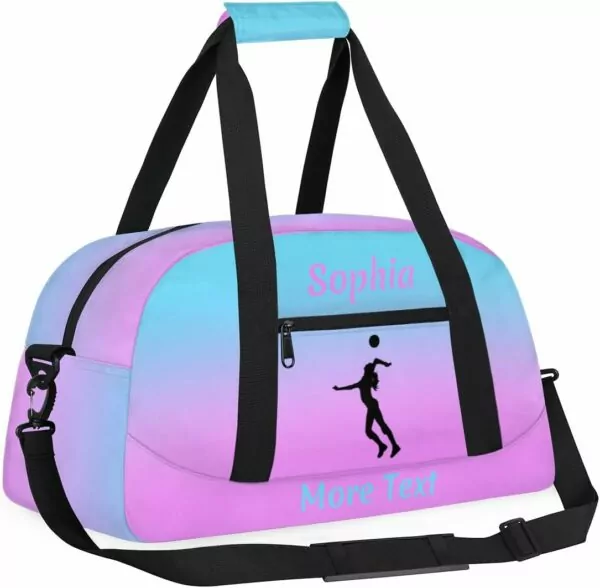 61AfMIEFEhL. AC SL1200 Personalized Kids Duffle Bag for Girls, Custom Sport Gym Bag with Name, Fit School Practice, or Overnight Weekender Travel Pink Volleyball