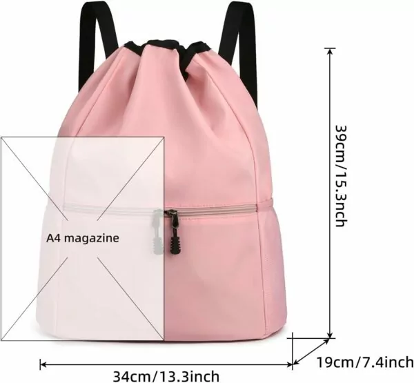 61Mrd1RA7fL. AC SL1500 Valleycomfy Drawstring Backpack - Sport Gym Backpack Water Resistant String Bag with Side Mesh Pockets for Men & Women Pink