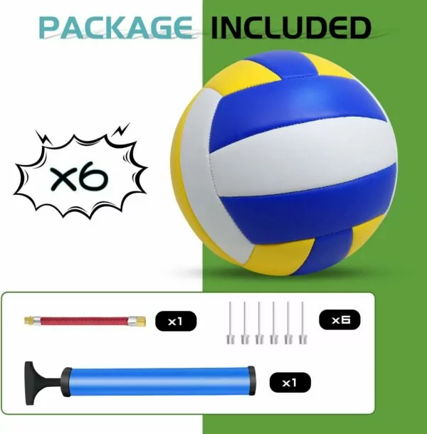 61azaS8QGIL. AC SL1500 6 Pack Official Size 5 Volleyball Balls of Composite Leather Inflatable with Pump for Womens, Mens, for Outdoor, Indoor, Beach, Pool