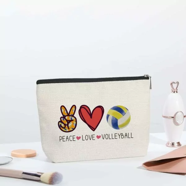 61b+vIhTWyL. AC SL1200 Volleyball Inspirational Gifts for Women Volleyball Stuff Gifts for Volleyball Players Teams, Birthday Gifts for Women Her Best Friend BFF Bestie Makeup Bag - Peace Love Volleyball