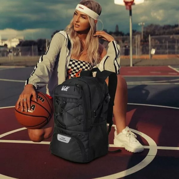 61kh8o16AIL. AC SL1200 WOLT | Basketball Backpack Large Sports Bag with Separate Ball Holder & Shoes Compartment, Best for Basketball, Soccer, Volleyball, Swim, Gym, Travel(Black)