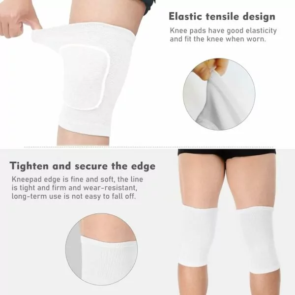 Soft Breathable Thick Sponge Volleyball Knee Pads for Men Women Girls Protective Various Sports M (White) - Image 5