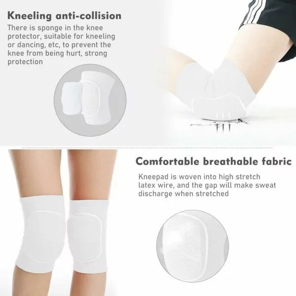 Soft Breathable Thick Sponge Volleyball Knee Pads for Men Women Girls Protective Various Sports M (White) - Image 4