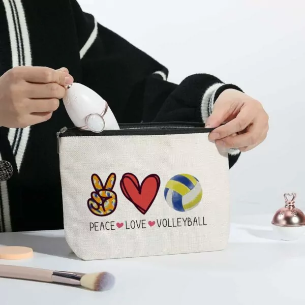 71+3rbpsTKL. AC SL1200 Volleyball Inspirational Gifts for Women Volleyball Stuff Gifts for Volleyball Players Teams, Birthday Gifts for Women Her Best Friend BFF Bestie Makeup Bag - Peace Love Volleyball