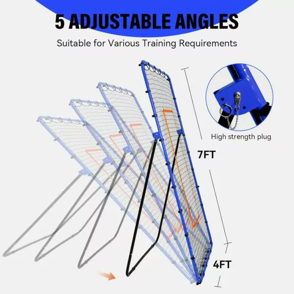 7105Cki3L9L. AC SL1500 Volleyball Rebounder Net, 5 Angles Adjustable Volleyball Training Equipment Bounce Back Net with Sturdy Sandbags & Metal Stakes, Also for Lacrosse, Baseball, Soccer Practicing - 7x4 Ft