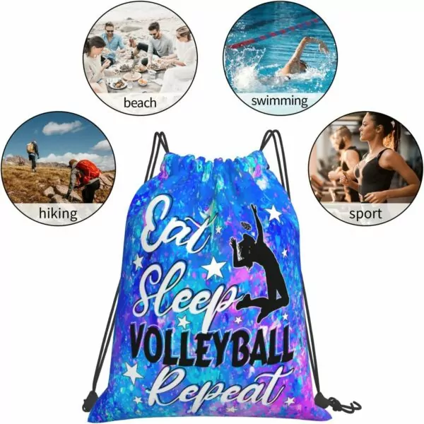 7161a9UNUtL. AC SL1500 Eat Sleep Volleyball Repeat Drawstring Backpack Gym String Bag Drawstring Sackpack Sport For Womens Mens