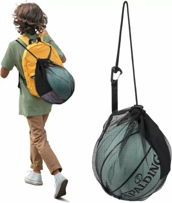 719Olz74bfL. AC SL1500 Sibba Single Ball Bag Drawstring Bags Travel Backpack Portable Package Lightweight Sackpack Mesh Carry Bag with Zipper Sling Back Bag for Basketball Volleyball Soccer Football