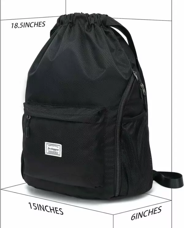 71A5nYjlBaL. AC SL1500 FUXINGYAO Drawstring Backpack Sports Gym Bag with Shoes Compartment, String Backpack Cinch for Women Men (Black)