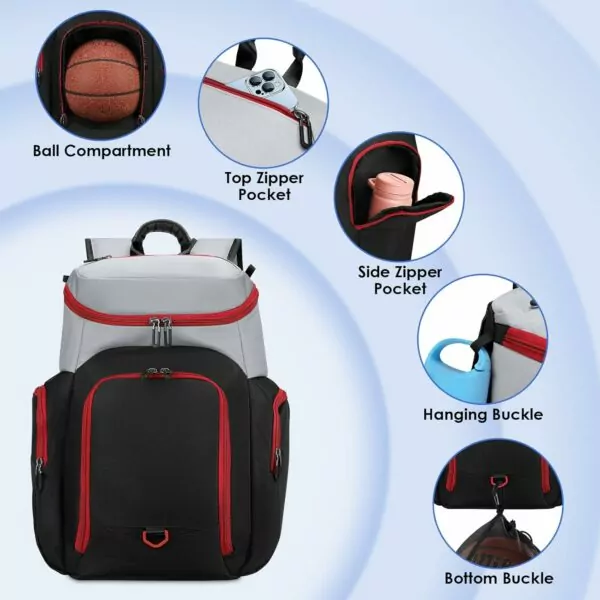 71AqSWCcAZL. AC SL1500 BROTOU Basketball Backpack with Ball Compartment, Custom Football Bag, Soccer Backpack for Rugby/Volleyball/Baseball, Large Capacity Sports Equipment Bags for Men/Women