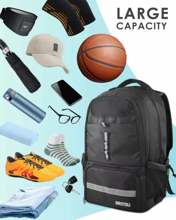 71AyUVR1FGL. AC SL1500 BROTOU Basketball Backpack, Large Basketball Bag with Shoes and Ball Compartment, Soccer Backpacks for Basketball/Volleyball