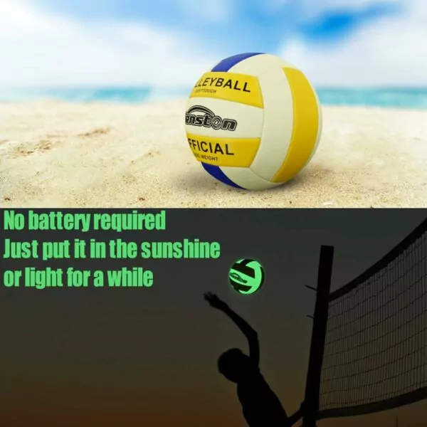 Glow in the Dark Senston Volleyball Size 5 Indoor Outdoor Night Leather with Pump - Image 2