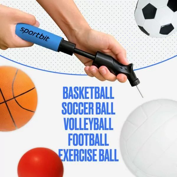 71CjMI86qyL. AC SL1500 SPORTBIT Ball Pump for Sports Balls - Push & Pull Inflating System - Hand Pump for All Exercise Balls - Volleyball Pump, Basketball Inflator, Football & Soccer Ball Air Pump - Goes with 5 Needles Set