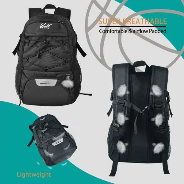 71EOnWSG1JL. AC SL1500 WOLT | Basketball Backpack Large Sports Bag with Separate Ball Holder & Shoes Compartment, Best for Basketball, Soccer, Volleyball, Swim, Gym, Travel(Black)