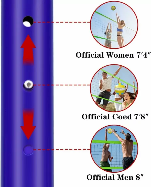 71EkDkpKaDL. AC SL1500 Volleyball Net Outdoor - Professional Volleyball Set with Height Adjustable Aluminum Poles and Anti-Sag System, Boundary Line, Volleyball and Pump