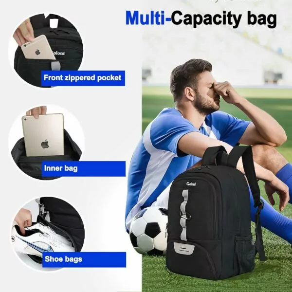 71EkhJd Z6L. AC SL1500 Goloni Youth Soccer Bag,Basketball Bag with Ball Compartment & Shoe Compartment,Backpack for Football Volleyball Basketball