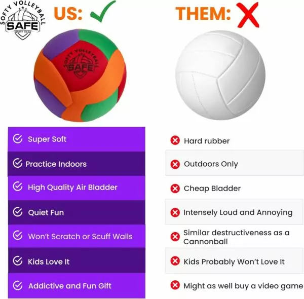 71KKBQWktVL. AC SL1500 Softy Volleyball - Super Soft Volleyball Designed for Pain-Free Play - Awesome Kids Volleyball with a Realistic Feel and Bounce - Perfect Ball for House, Yard or Gym