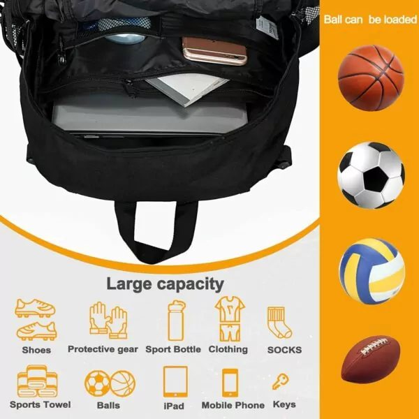 71SLt80YIsL. AC SL1500 Goloni Soccer Backpack,Basketball Backpack with Ball Compartment & Shoe Compartment,Backpack for Basketball,Soccer