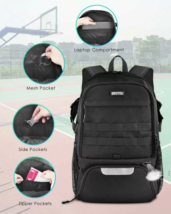 71UVwKmANOL. AC SL1500 BROTOU Basketball Bag, Soccer Backpack Volleyball Football Backpack Sports Gym Bag with Shoe&Ball Compartment