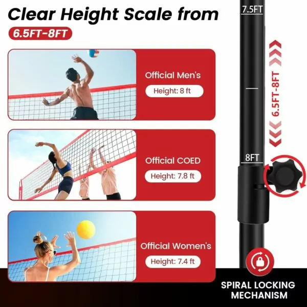 71UqSBHLPKL. AC SL1500 Volleyball Training Equipment, Volleyball Practice Net Station Update Freely Adjustable Height Volleyball Net for Backyard Indoor Outdoor Hitting Serving Passing Practice, 11x8ft