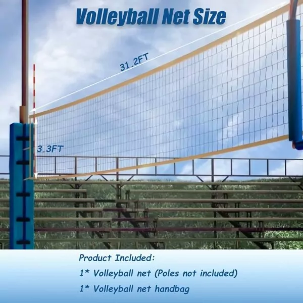 71VnHdJh9kL. AC SL1500 Volleyball Net Outdoor, Heavy Duty Volleyball Net for Backyard, 32 x 3 FT Professional Net with Reinforced Side Tapes for Ground Pool Sports, Portable Replacement Net for Beach (Poles Not Included)