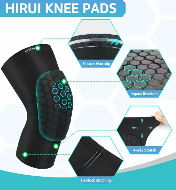 71Vt iu1MjL. SL1500 HiRui Knee Pads for Kids Youth Adult, Basketball Baseball Knee Brace Knee Support, Collision Avoidance Kneepad Compression Knee Sleeve for Volleyball Football Cycling Running-1Pair (Black, M)