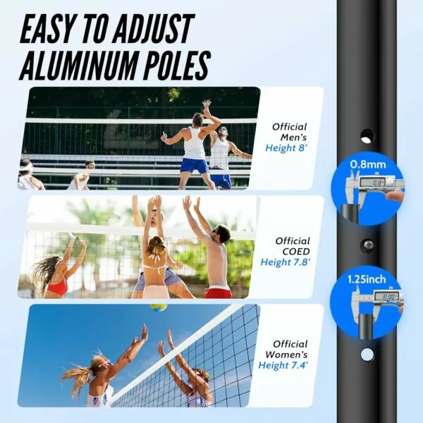 71WhGSvw CL. AC SL1500 Portable Professional Outdoor Volleyball Net Set with Adjustable Height Aluminum Poles, Winch System, Volleyball with Pump and Carrying Bag for Backyard Beach