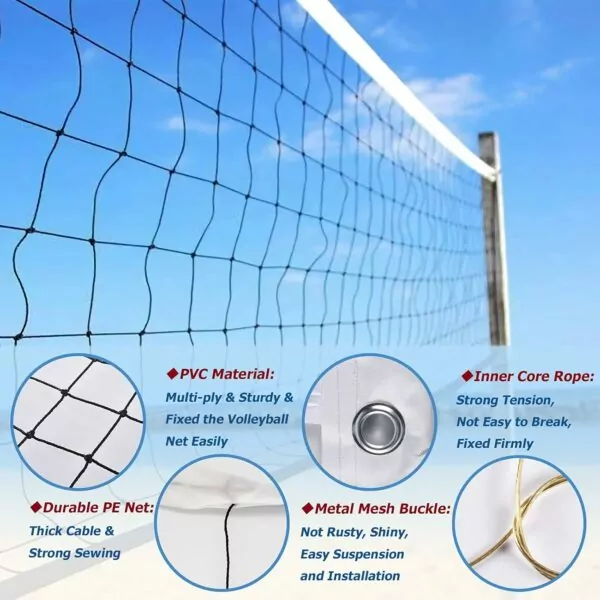 Volleyball Net Outdoor, Heavy Duty Volleyball Net for Backyard, 32 x 3 FT Professional Net with Reinforced Side Tapes for Ground Pool Sports, Portable Replacement Net for Beach (Poles Not Included)