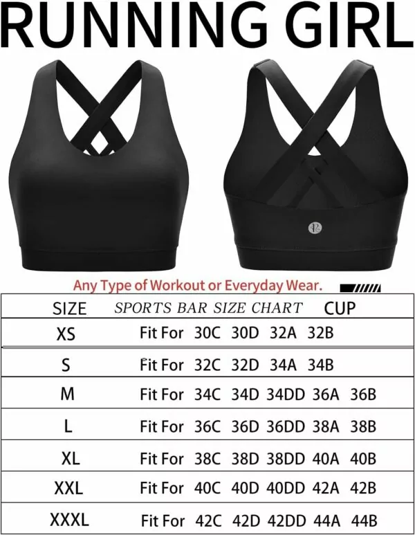 71b8R7ShjHL. AC SL1500 RUNNING GIRL Sports Bra Women Criss-Cross Back Padded Strappy Medium Support Yoga Removable Cups