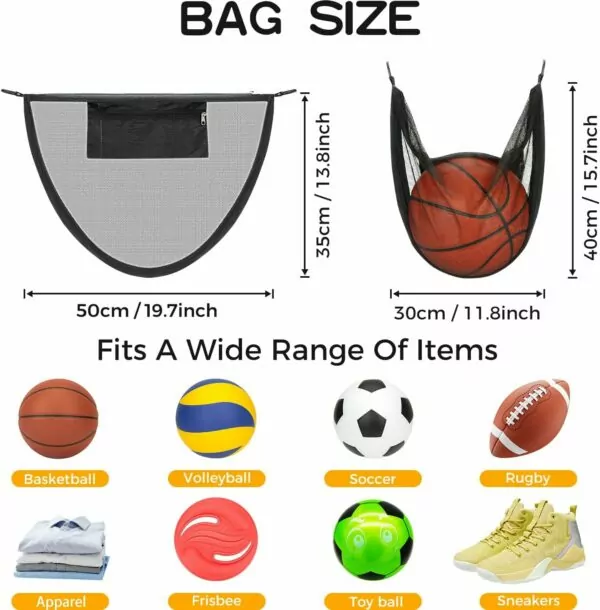 71duaANB4FL. AC SL1500 Single Ball Bag with Zipper Pocket Mesh Shoulder Bag with Buckle Clip Sport Equipment Storage Net for Carring Basketball Soccer Volleyball Rugby Also as Swim Beach Bag Gym Sports Crossbody Bag