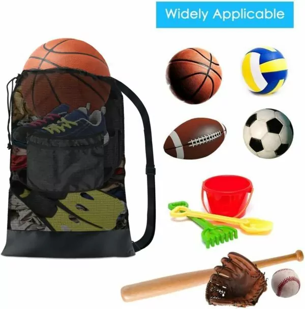 71kOoQJnqiL. AC SL1500 BROTOU Sports Mesh Bag Sports Equipment Bags Heavy Duty Drawstring Backpack Sport Balls Bag for Beach, Travel, Gym, Swimming Gear with Shoulder Strap