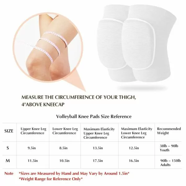 Soft Breathable Thick Sponge Volleyball Knee Pads for Men Women Girls Protective Various Sports M (White) - Image 6