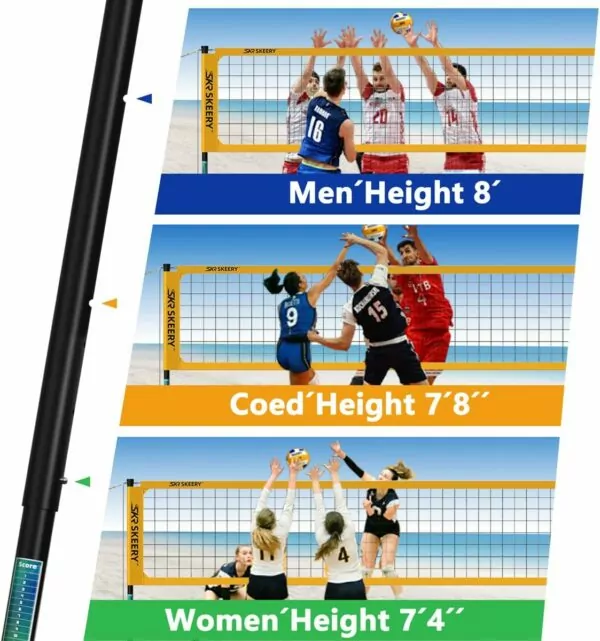 71oO0wIL+3L. AC SL1200 Outdoor Heavy Duty Volleyball Net Set, Anti-Sag Design, Adjustable Aluminum Poles, Portable Volleyball Net for Backyard,Grass and Beach