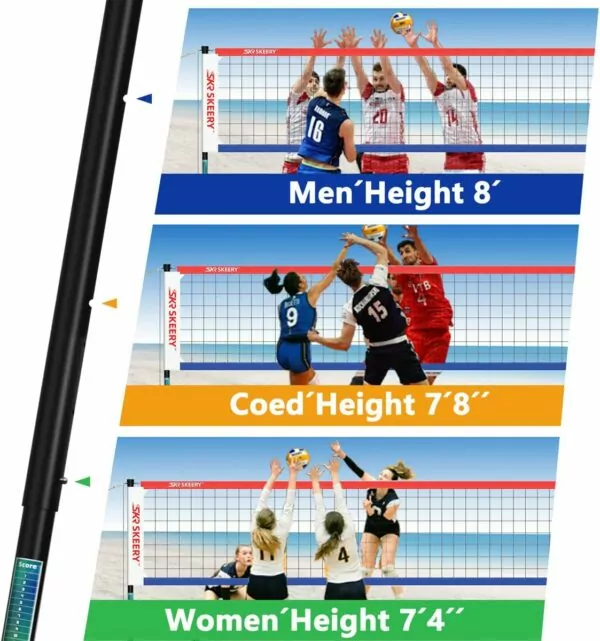 71u+WUG5kbL. AC SL1200 Outdoor Heavy Duty Volleyball Net Set, Anti-Sag Design, Adjustable Aluminum Poles, Portable Volleyball Net for Backyard,Grass and Beach