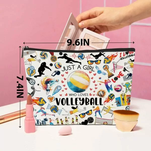 Volleyball Gifts Volleyball Makeup Bag Volleyball Stuff Volleyball Accessories Cosmetic Bag Toiletry Bag Zipper Pouch for Women Sister Friend Volleyball Lover Teacher Coach Birthday Friendship