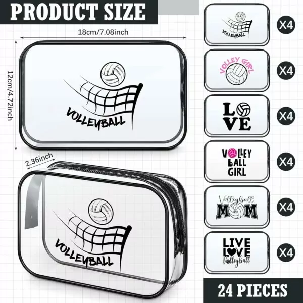 817yetOCTzL. AC SL1500 Abbylike 24 Pcs Waterproof Cosmetic Bag 7 x 4.7 x 2.4'' Makeup Bag Cosmetic Toiletry Zipper Pouch Clear Zipper Case for Women(Volleyball)