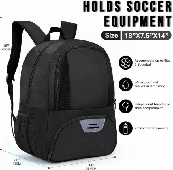 81BcDXz G2L. AC SL1500 Soccer Bag&Soccer Backpack&Backpack for Football Volleyball Basketball,Sport Equipment Bags with Shoe compartment. (Black)