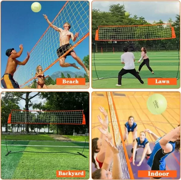 12FT Portable Volleyball Training Net for Hitting or Serving Drills, Outdoor & Indoor Freestanding Volleyball Practice Net with Height Adjustable, Volleyball, and Carry Bag