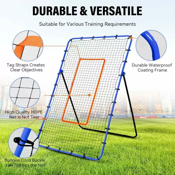 81I9npwJX+L. AC SL1500 Volleyball Rebounder Net, 5 Angles Adjustable Volleyball Training Equipment Bounce Back Net with Sturdy Sandbags & Metal Stakes, Also for Lacrosse, Baseball, Soccer Practicing - 7x4 Ft