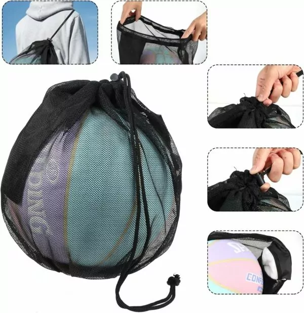 81InA6TY2QL. AC SL1500 Sibba Single Ball Bag Drawstring Bags Travel Backpack Portable Package Lightweight Sackpack Mesh Carry Bag with Zipper Sling Back Bag for Basketball Volleyball Soccer Football