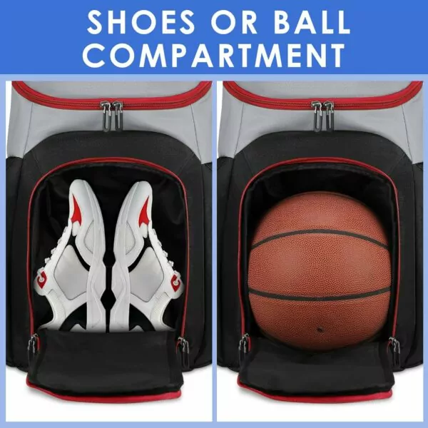 BROTOU Basketball Backpack with Ball Compartment, Custom Football Bag, Soccer Backpack for Rugby/Volleyball/Baseball, Large Capacity Sports Equipment Bags for Men/Women