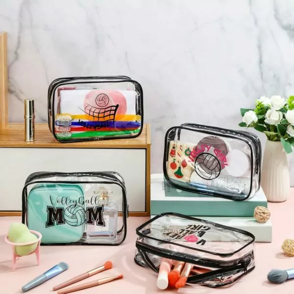 81LFsq6pbML. AC SL1500 Abbylike 24 Pcs Waterproof Cosmetic Bag 7 x 4.7 x 2.4'' Makeup Bag Cosmetic Toiletry Zipper Pouch Clear Zipper Case for Women(Volleyball)